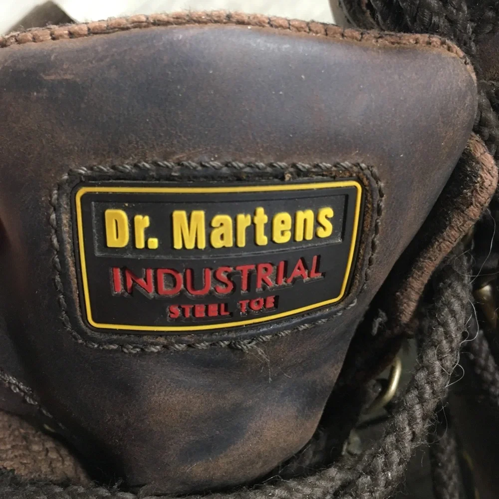 Mens Dr Martens DM242 Industrial Air Wair Steel Toe Leather Holkham Boots Size 9